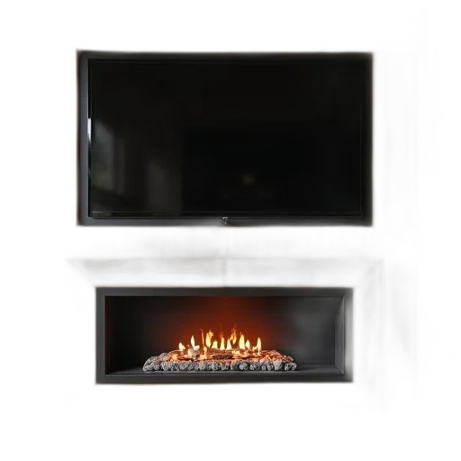 furniture, 3d render, photorealistic, fire, modern, fireplace, sleek, design transparent PNG cut-out