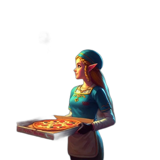 food, staff, dress, pixel art, concept art, comic book art, 3d render, neon lights transparent PNG cut-out