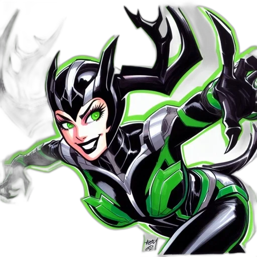 comic book art, concept art, fantasy art, cartoon, green, animated, black, figure transparent PNG cut-out