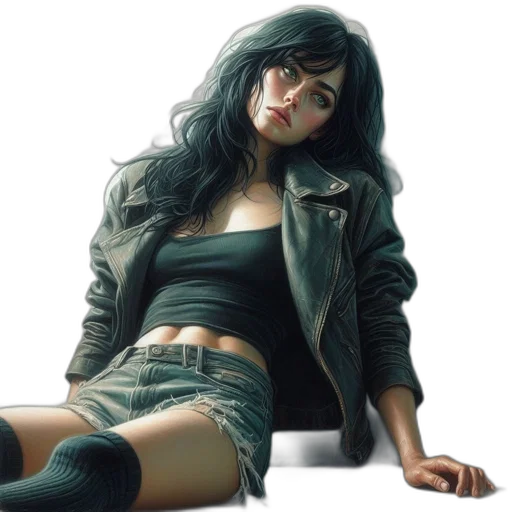 jacket, photorealistic, concept art, comic book art, fantasy art, neon lights, green, dark transparent PNG cut-out