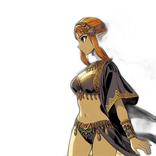 dress, staff, crown, sword, concept art, fantasy art, anime, comic book art transparent PNG cut-out