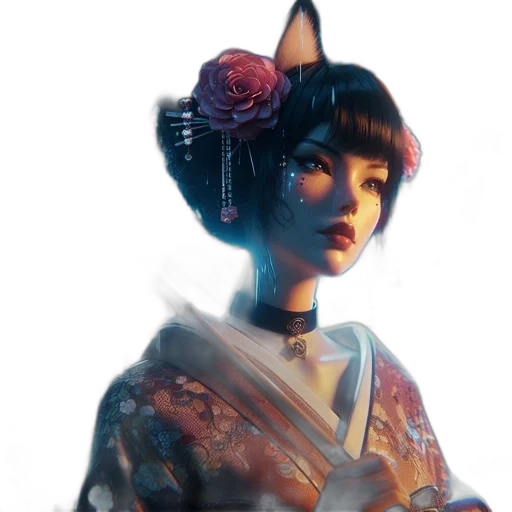 staff, face, mask, dress, concept art, fantasy art, cyberpunk, photorealistic transparent PNG cut-out
