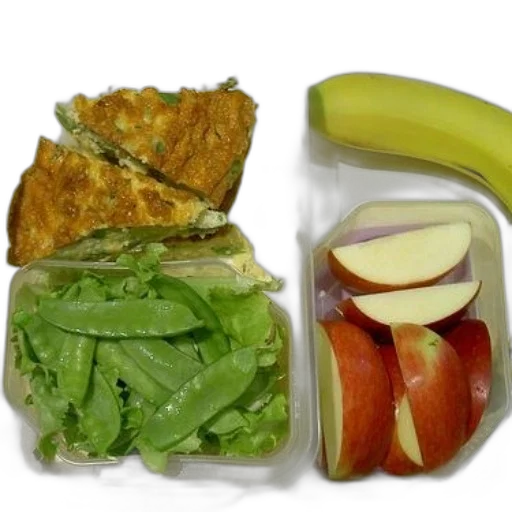 food, plastic, container, sandwich, snap, peas, apple, slices transparent PNG cut-out