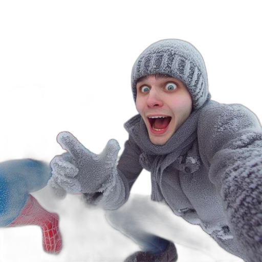 creature, animal, hat, 3d render, photorealistic, snow, man, takes transparent PNG cut-out