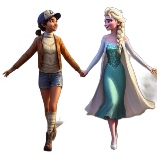 concept art, 3d render, fantasy art, pixel art, pastel, colorful, two, animated transparent PNG cut-out