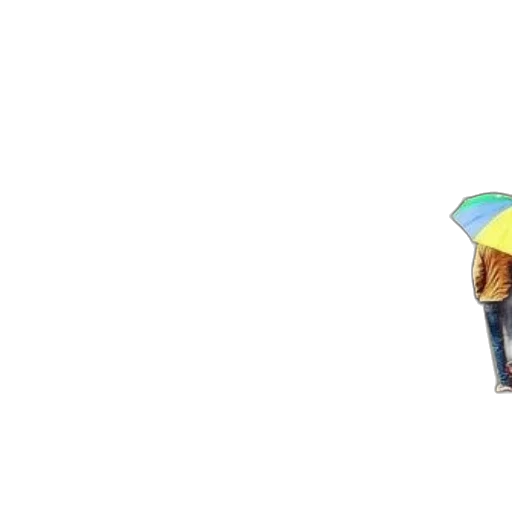 umbrella, hat, jacket, staff, pixel art, 3d render, concept art, anime transparent PNG cut-out