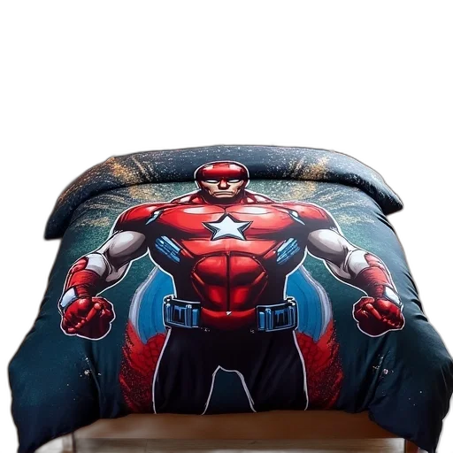 furniture, 3d render, comic book art, concept art, marvel, bedding, set, twin transparent PNG cut-out
