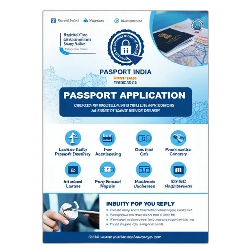 digital, flyer, passport, application, service, blue, white, color transparent PNG cut-out