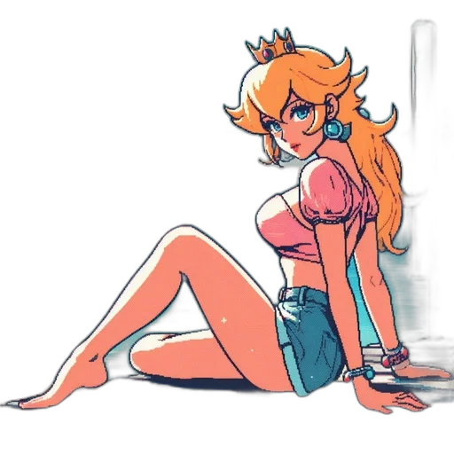 crown, dress, staff, concept art, cartoon, watercolor, anime, neon lights transparent PNG cut-out