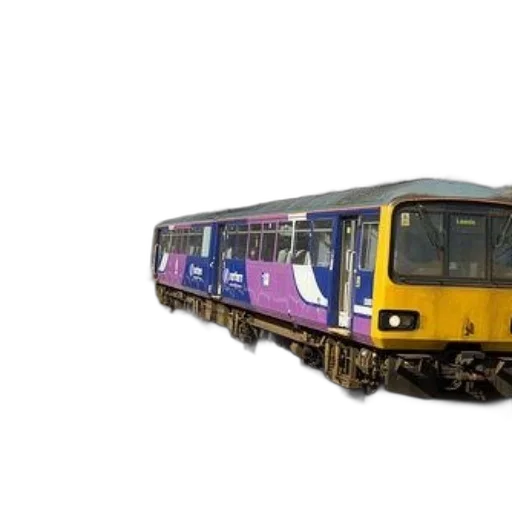 car, purple, yellow, train, tracks, blue, sky, clouds transparent PNG cut-out