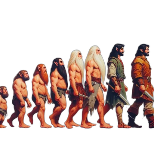 concept art, pixel art, comic book art, fantasy art, illustration, traces, human, evolution transparent PNG cut-out