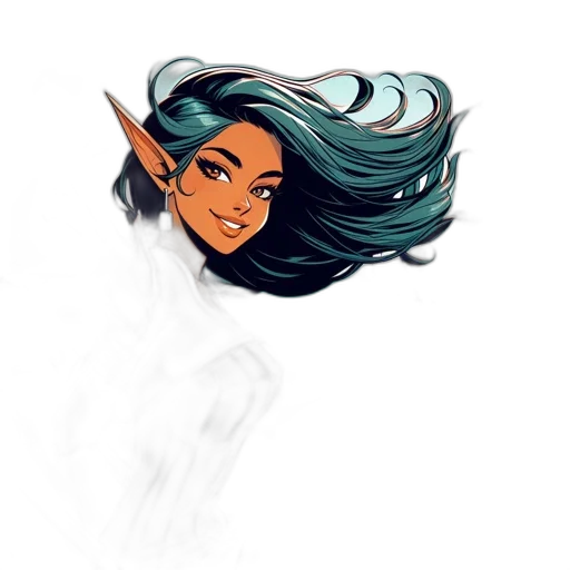 hair, staff, fantasy art, comic book art, cartoon, pixel art, pastel, green transparent PNG cut-out