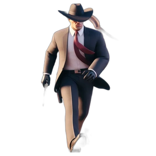 hat, jacket, staff, weapon, concept art, comic book art, 3d render, pixel art transparent PNG cut-out