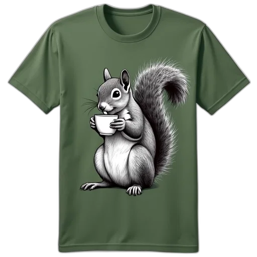 animal, 3d render, photorealistic, grey, squirrel, holding, coffee, cup transparent PNG cut-out