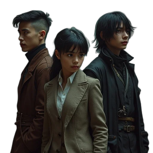 jacket, cyberpunk, dark, sans transparent PNG cut-out