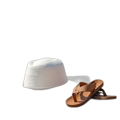hat, shoes, furniture, crown, earth tones, monochrome, sandy, beach transparent PNG cut-out