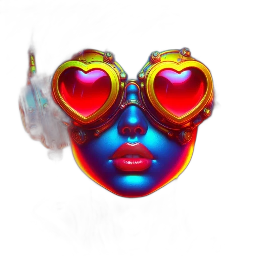 mask, face, crown, jewelry, concept art, vaporwave, 3d render, cyberpunk transparent PNG cut-out