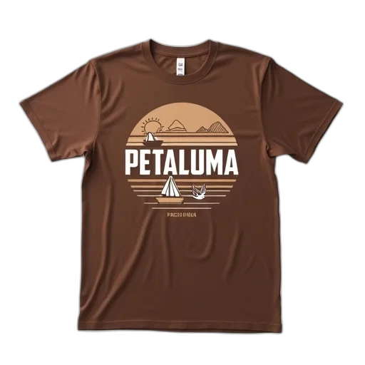 earth tones, brown, t-shirt, graphic, design, featuring, word, petaluma transparent PNG cut-out