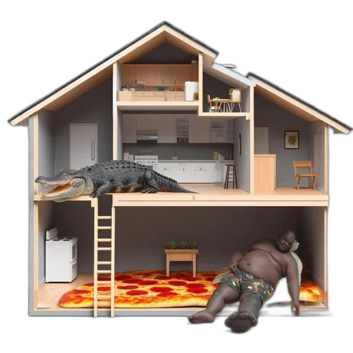 concept art, 3d render, pixel art, photorealistic, fire, imaginative, diorama, house transparent PNG cut-out