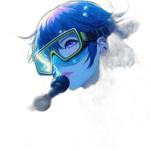 mask, staff, face, robot, concept art, cyberpunk, vaporwave, fantasy art transparent PNG cut-out