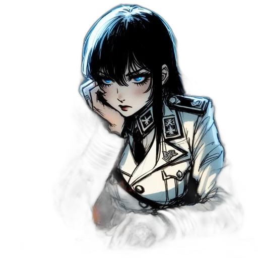 jacket, face, mask, staff, concept art, comic book art, cyberpunk, anime transparent PNG cut-out