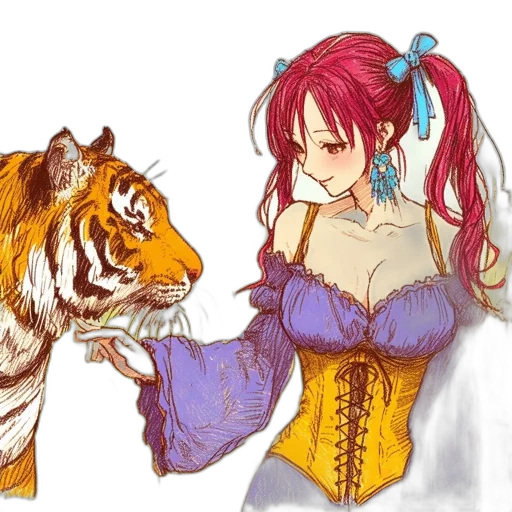 animal, dress, fantasy art, anime, concept art, watercolor, snow, forest transparent PNG cut-out
