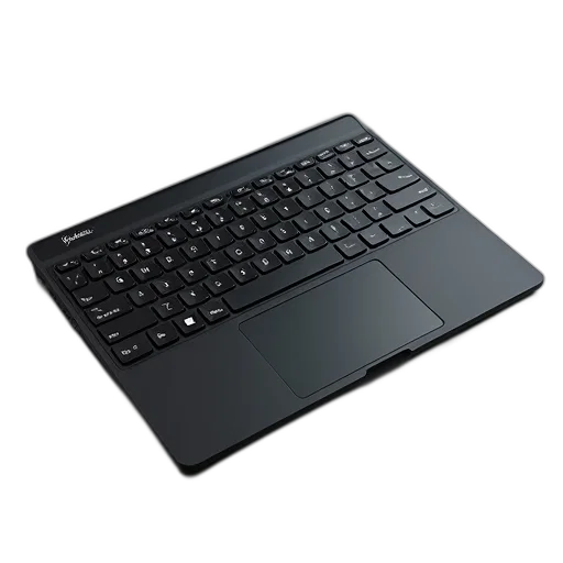 black, modern, wireless, keyboard, sleek, design, touchpad, placed transparent PNG cut-out