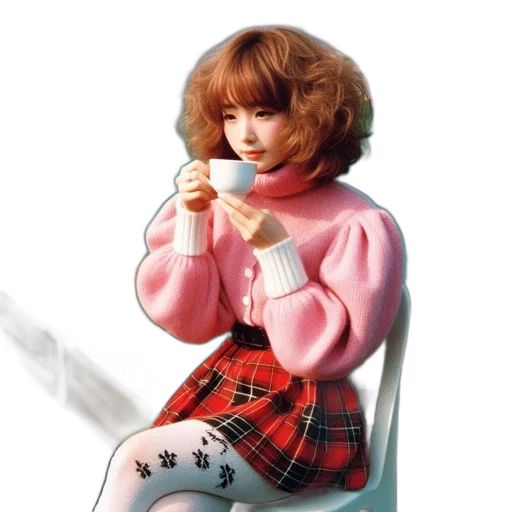 jacket, dress, umbrella, photorealistic, oil painting, vaporwave, concept art, fire transparent PNG cut-out