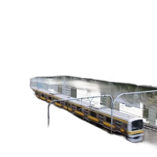 car, building, 3d render, concept art, photorealistic, train, passes, river transparent PNG cut-out