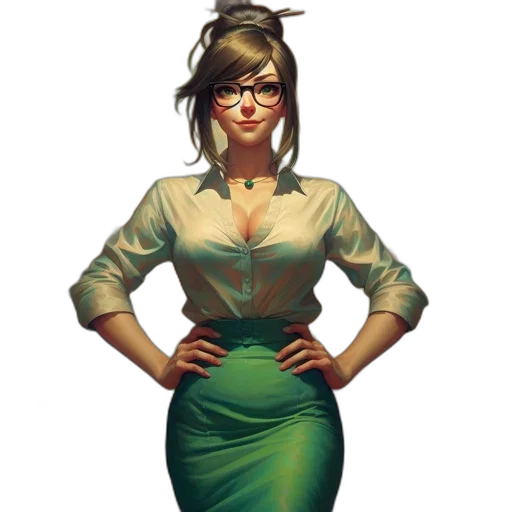 dress, staff, concept art, pixel art, fantasy art, cartoon, green, earth tones transparent PNG cut-out