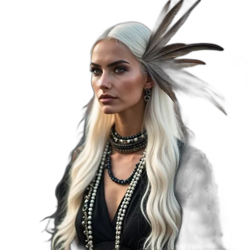 jewelry, hair, hat, staff, fantasy art, concept art, photorealistic, 3d render transparent PNG cut-out