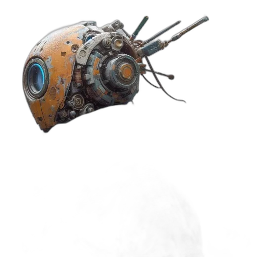 robot, weapon, staff, mask, concept art, 3d render, photorealistic, fantasy art transparent PNG cut-out