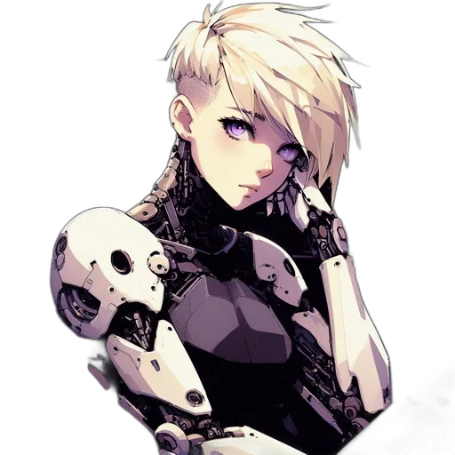 robot, weapon, face, mask, cyberpunk, concept art, pixel art, anime transparent PNG cut-out