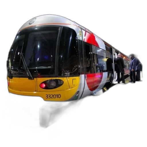 3d render, photorealistic, concept art, yellow, red, train, number, 332010 transparent PNG cut-out