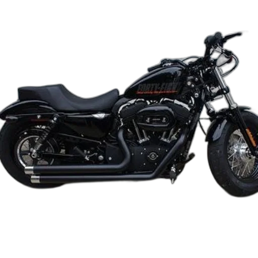 photorealistic, sleek, black, harley-davidson, motorcycle, custom, exhaust, pipes transparent PNG cut-out