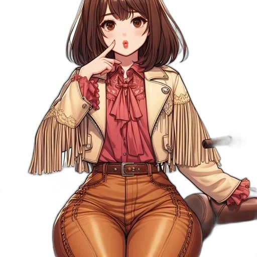 jacket, staff, hair, dress, anime, cartoon, concept art, fantasy art transparent PNG cut-out