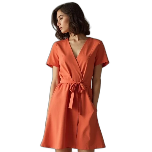 dress, earth tones, hobbs, neck, shift, belt transparent PNG cut-out