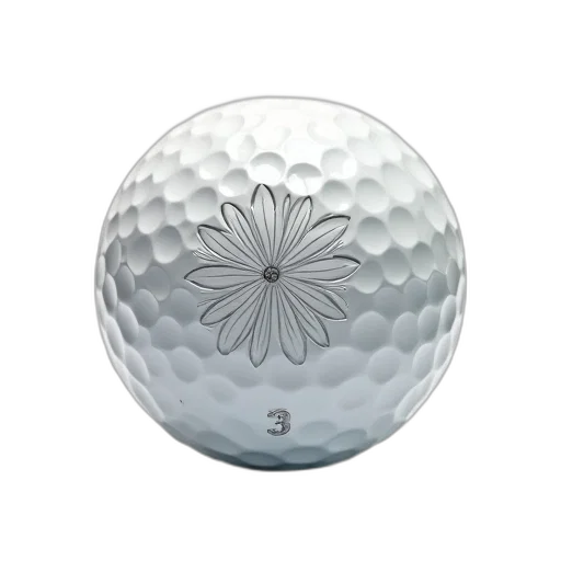 3d render, photorealistic, white, golf, ball, detailed, floral, pattern transparent PNG cut-out