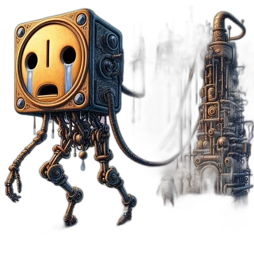 robot, mask, creature, weapon, concept art, cyberpunk, 3d render, comic book art transparent PNG cut-out