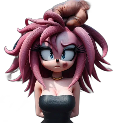 hair, 3d render, concept art, cartoon, anime, animated, figure, vibrant transparent PNG cut-out