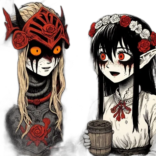 mask, fantasy art, anime, concept art, pixel art, dark, red, monochrome transparent PNG cut-out