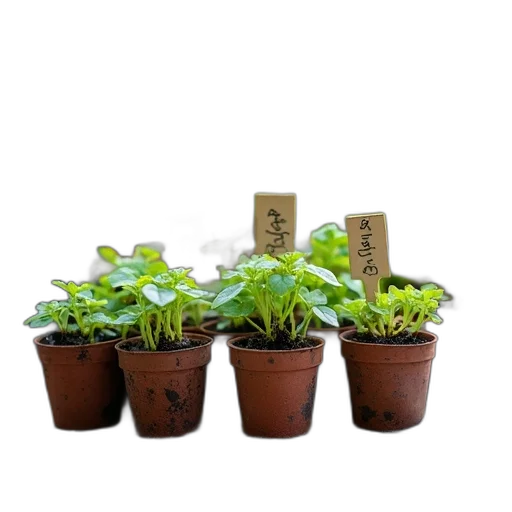 variety, seedlings, growing, small, pots, table, there, multiple transparent PNG cut-out