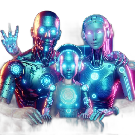 robot, cyberpunk, vaporwave, 3d render, concept art, neon lights, neon, pastel transparent PNG cut-out