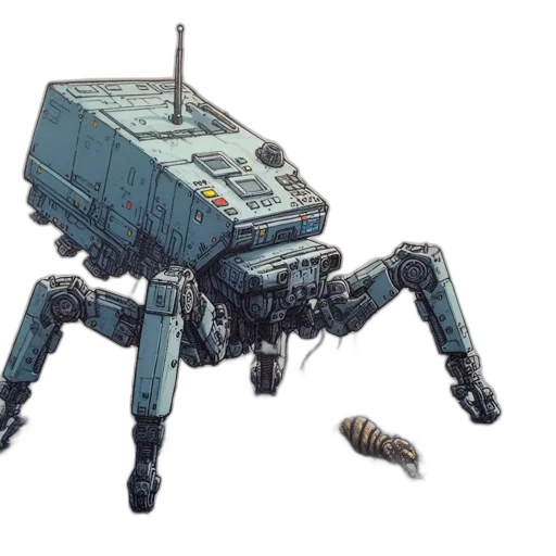 robot, weapon, creature, animal, concept art, pixel art, cyberpunk, 3d render transparent PNG cut-out