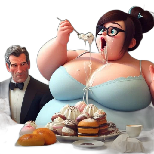 food, dress, concept art, 3d render, photorealistic, cartoon, oversized, woman transparent PNG cut-out