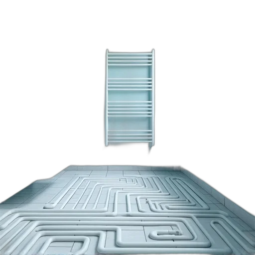 furniture, building, robot, 3d render, bathroom, tiled, floor, featuring transparent PNG cut-out