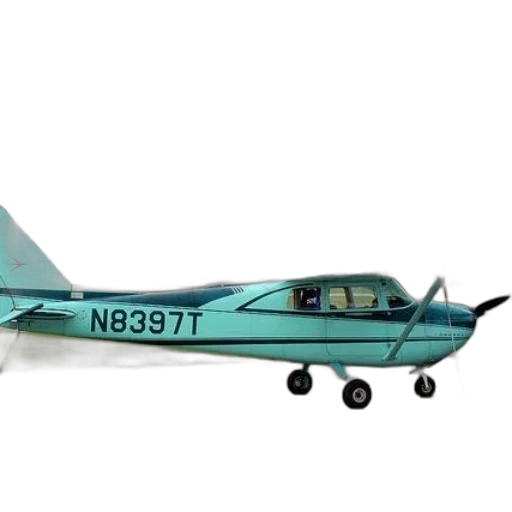weapon, 3d render, turquoise, airplane, registration, number, n8397t, parked transparent PNG cut-out