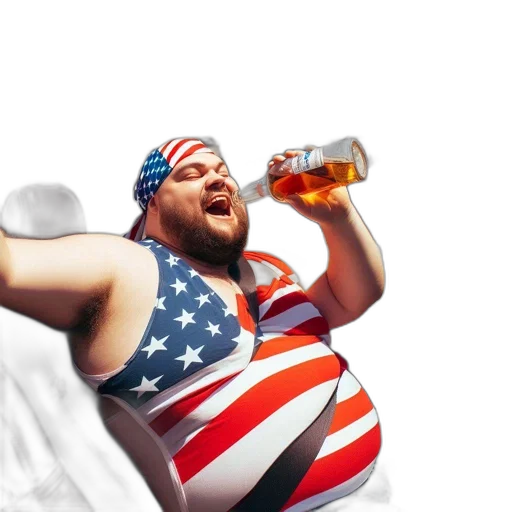 bottle, food, concept art, photorealistic, 3d render, man, american, flag transparent PNG cut-out