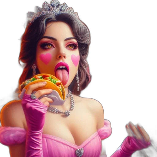 food, dress, fantasy art, concept art, photorealistic, pixel art, woman, pink transparent PNG cut-out