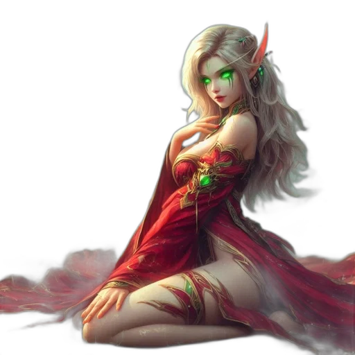 dress, dragon, fantasy art, concept art, pixel art, anime, red, green transparent PNG cut-out